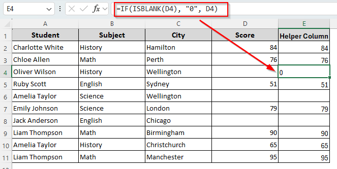 Using the IF and ISBlank Functions to Replace Blank Cells