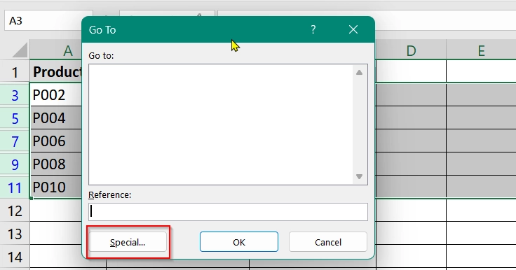 Applying Special & Visible Cells Only Options To Delete Filtered Row