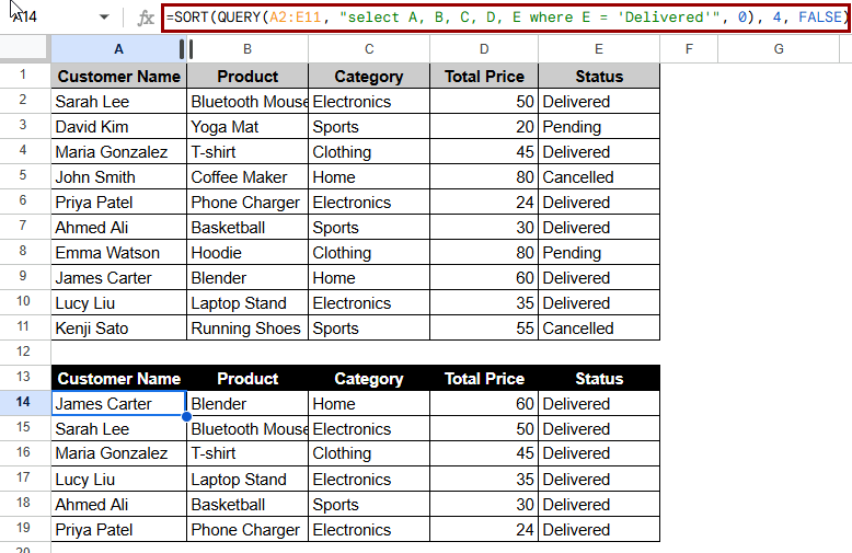 Combining SORT with QUERY for Flexible Sorting and Filtering