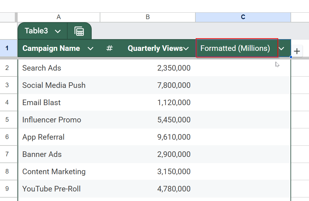 Apply TEXT Function for Custom Display (No Formatting Menu) in Google Sheets