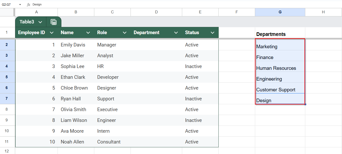 Using Named Ranges to Create a Drop-Down List in Google Sheets