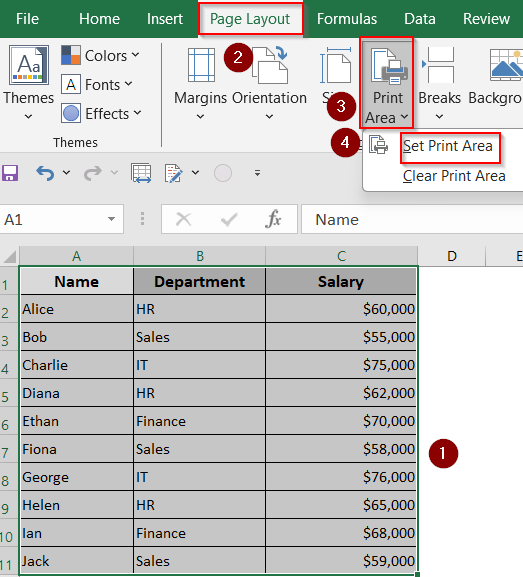 Set a Custom Print Area