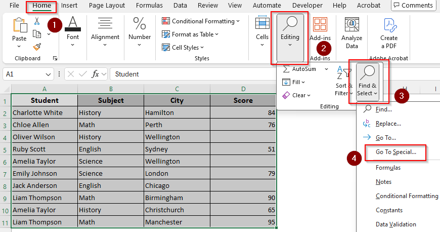 Filling Blank Cells with Data from Cells Above or Below