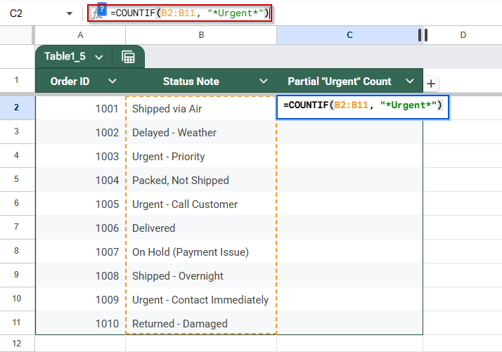 Count Cells That Contain a Partial String (Substring Match)
