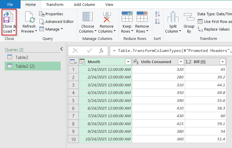 Using Power Query Editor to Make First Row Header in Excel