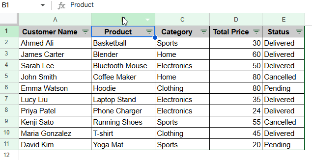 Sorting with Filters for Temporary View