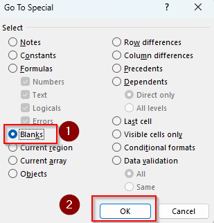 Filling Blank Cells with Data from Cells Above or Below