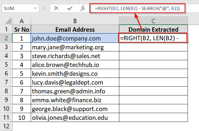 Applying RIGHT, LEN, and SEARCH Functions To Extract Text After Character