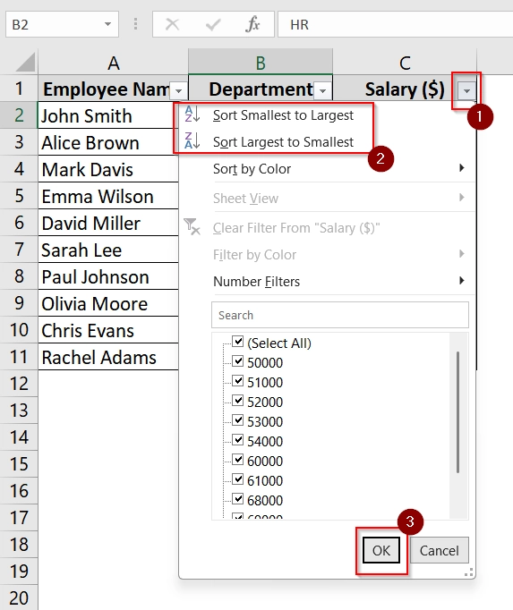 Pressing Keyboard Shortcut To Add a Sort Button