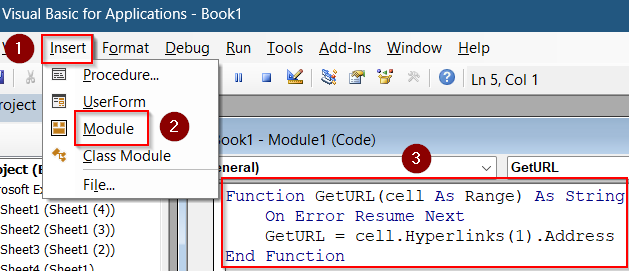 Extract URLs Using VBA Function (Works for All Hyperlink Types)