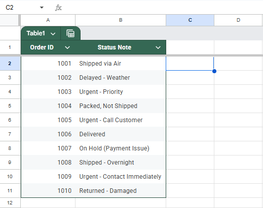 Check for Partial Text Using SEARCH and ISNUMBER in Google Sheets