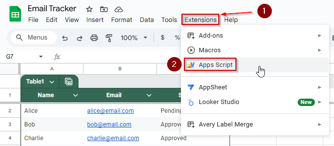 Use Google Apps Script to Send Emails