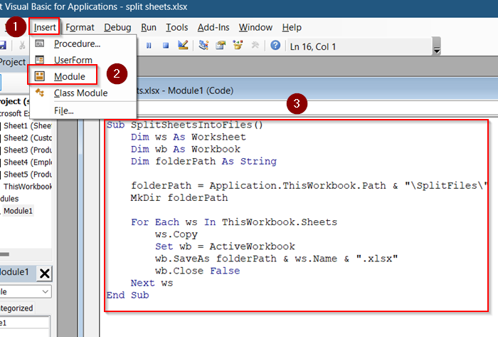 Use VBA to Split Each Worksheet into a New File