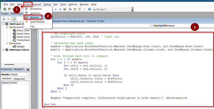 Highlight Differences with VBA