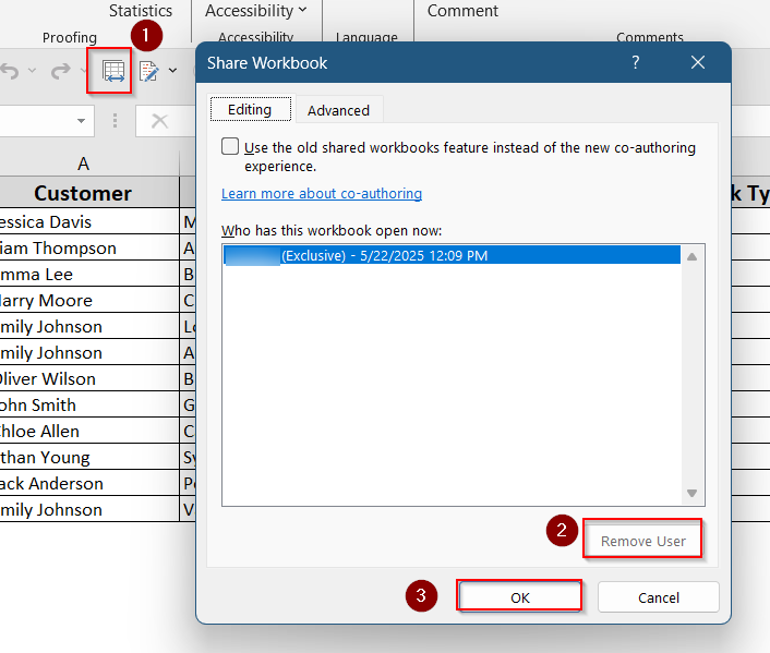 Remove Users from a Shared Workbook