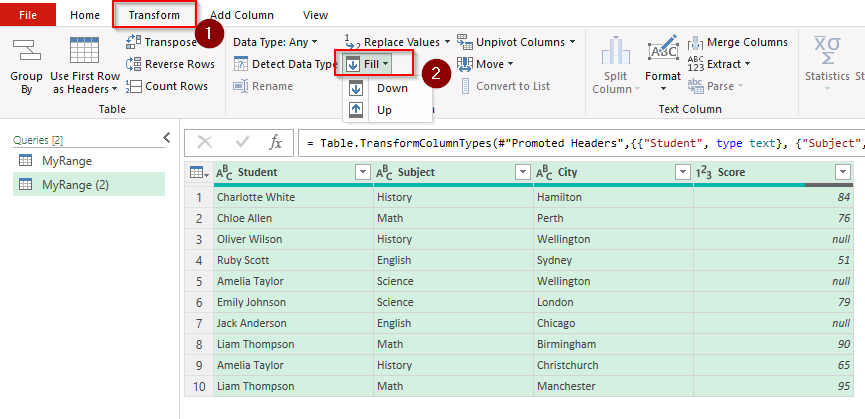 Replacing Blank Cells with Power Query