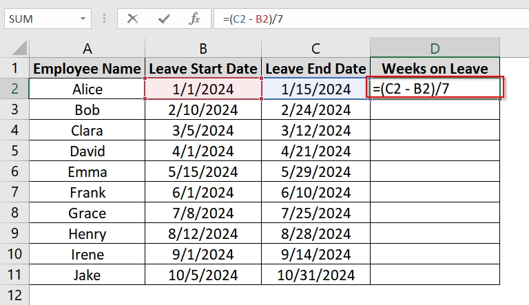 Let The Simple Subtraction and Division To Calculate Weeks Between Two Dates