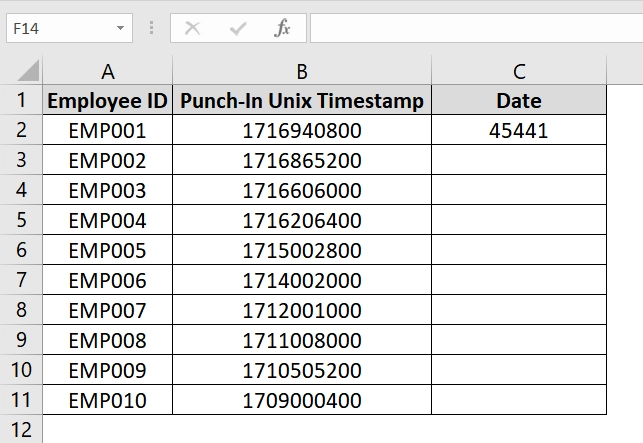 Adding 25569 Base Date to Convert Timestamp To Date