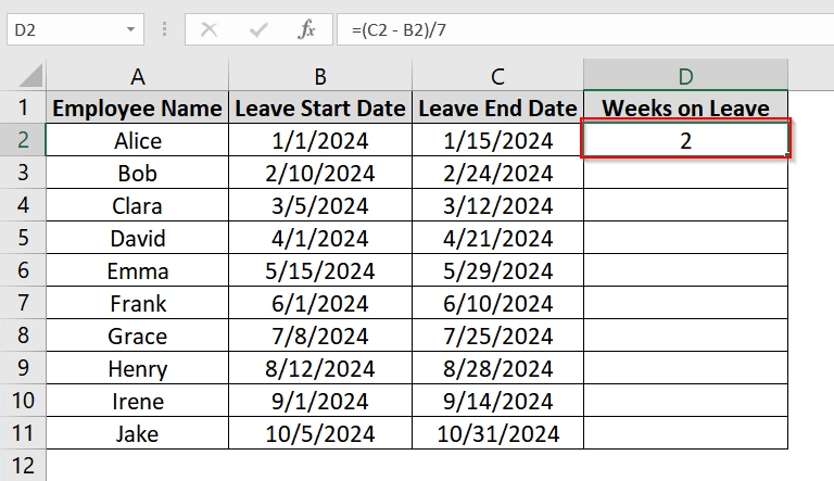 Let The Simple Subtraction and Division To Calculate Weeks Between Two Dates