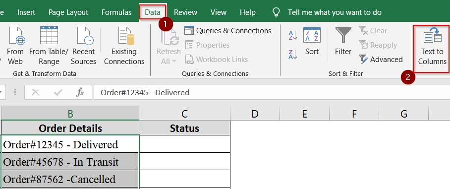 Let the “Text to Columns” Feature Perform the Split and Extract Text After a Character