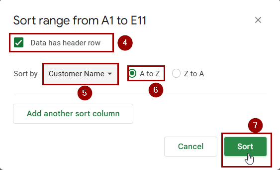 Using the Sort Range Feature to Keep Data Intact