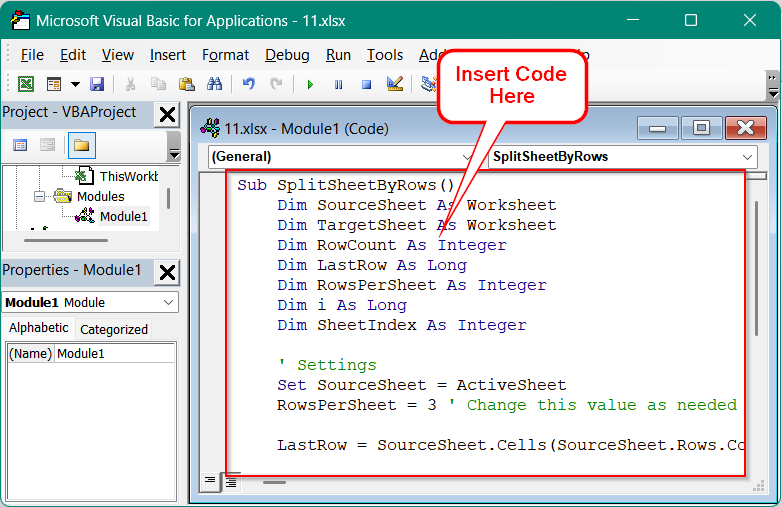 Implementing VBA Macro to Split Excel Sheet into Multiple Sheets Based On Rows