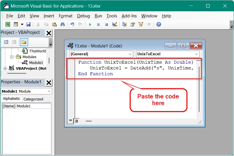 Application of VBA Function To Convert Excel Timestamp to Date
