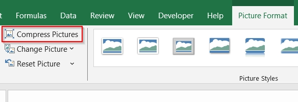 Implementing Built In Compress Pictures feature to Reduce Excel File Size