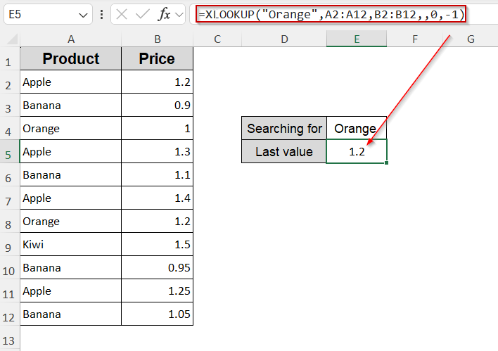 Use XLOOKUP to Get Last Matching Value (Excel 365+)