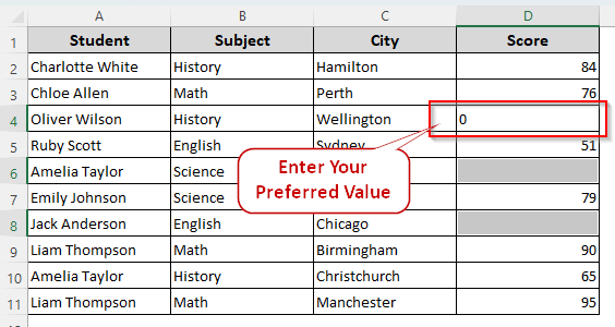 Find Blank Cells and Input Values with the Go To Special Option