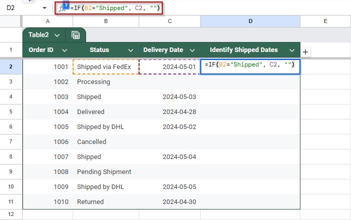 Combine IF and EXACT Functions for an Exact Match in Google Sheets