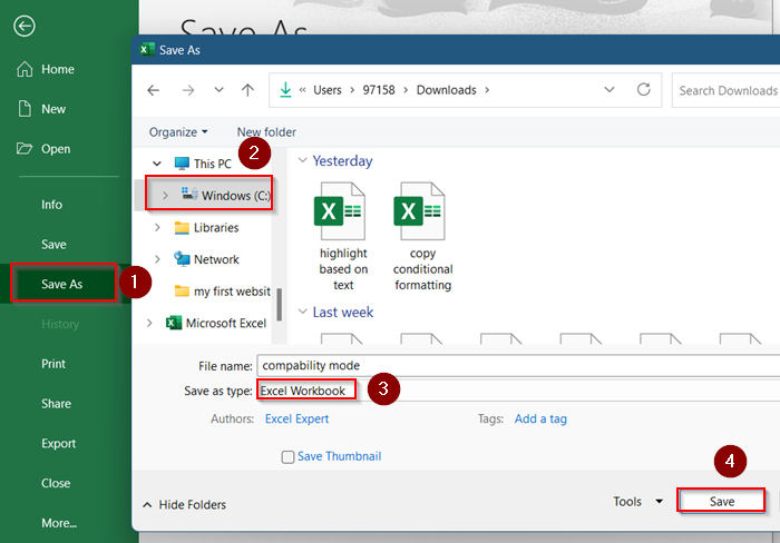 Save As a Modern Excel Format