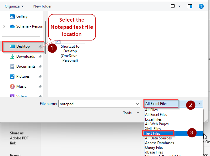 Directly Open the Text File in Excel