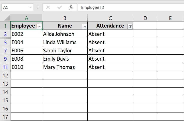 Using Excel Basic Filter and Delete