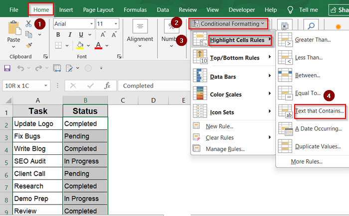 Format Cells That Contain Partial Match