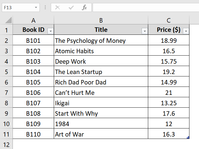 Implementing Data to Excel Table Convert Method To Make First Row Header