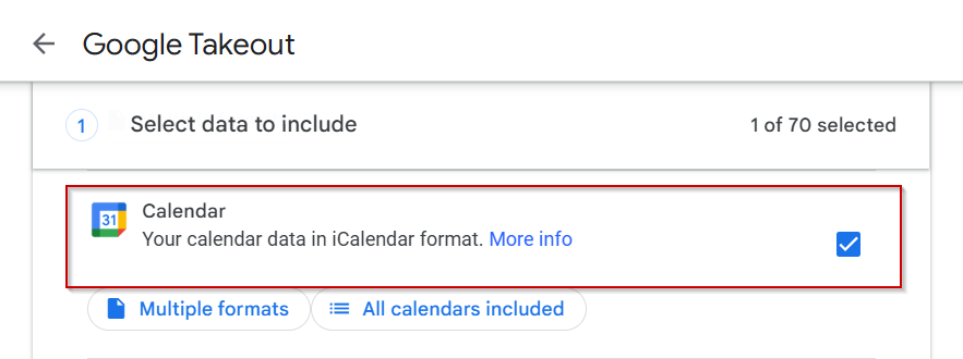Export Events Using Google Takeout (Manual Method)