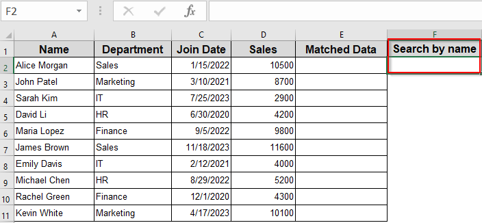 Create a Dynamic Search Box with Formulas