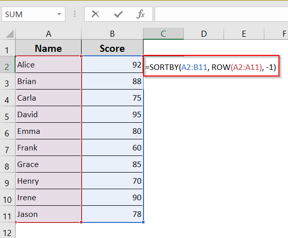 Apply SORT By Function (For Excel 365 and Excel 2019+)
