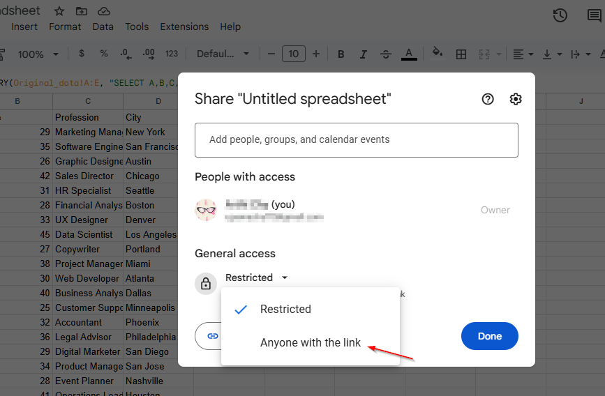 Hide Columns in Google Sheets from Certain Users Using the QUERY Function-6
