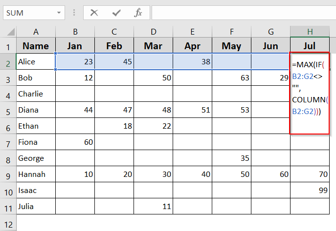 Find Last Column Number with Data