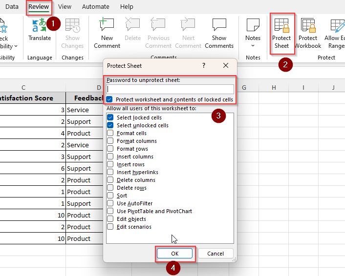 Worksheet Protection with or without a Password