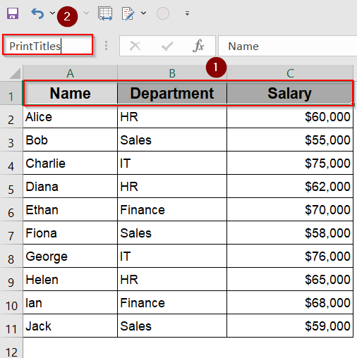 Use Named Ranges for Print Titles