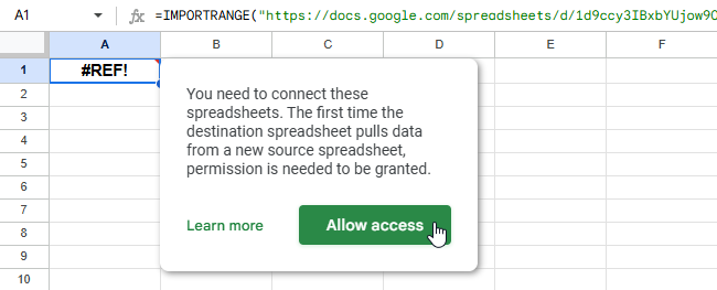 Grant Access to the Source Spreadsheet