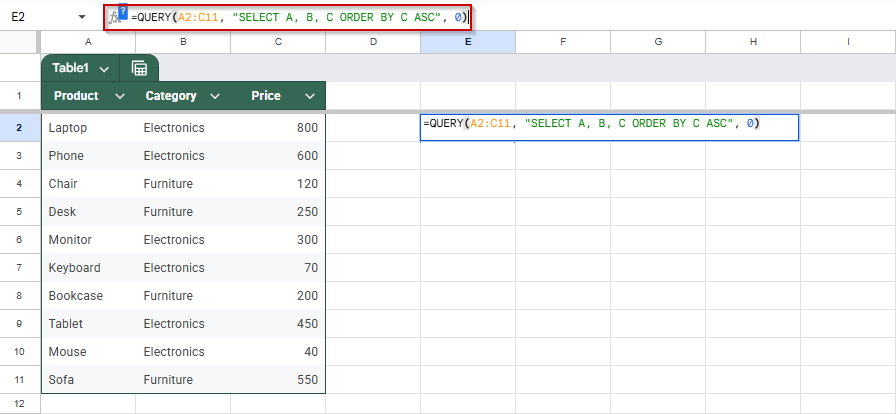 Use QUERY Function for Advanced Sorting