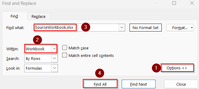 Use Find and Replace Tool to Convert Linked Formulas to Values