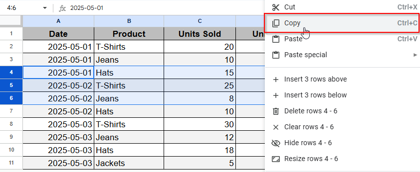 Copy the Selected Cells to New Sheet and Print