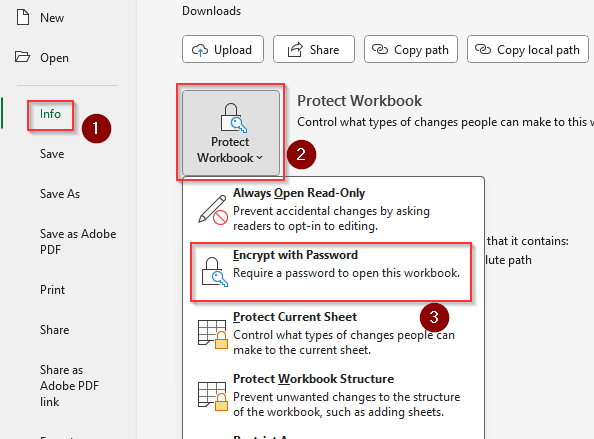 Set a Password for Opening a Workbook