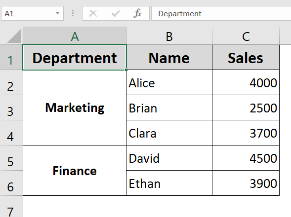 Use Helper Column to Sort Without Unmerging