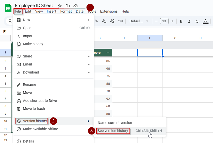 Access Edit History via the Version History Menu